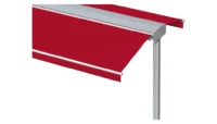 Rote Markise mit silbernem Gestell